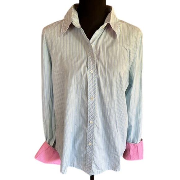 Express Design Studio Women’s Striped Button-Down Shirt, Size Large - Picture 2 of 7